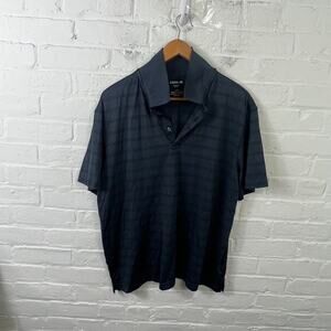 Haggar Men's Cool 18 Golf Polo Shirt Short Sleeve Collared Button Black Size L